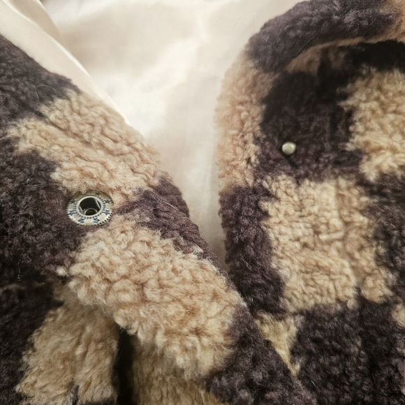 Lulus On My Checklist Tan and Brown Checkered Cropped Teddy Jacket - Picture 8 of 15